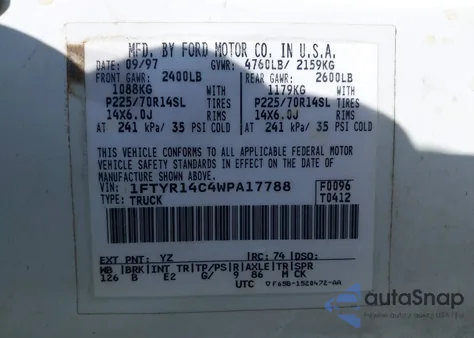 1998 Ford Ranger Xl/Xlt z USA, uszkodzony, nr VIN 1FTYR14C4WPA17788